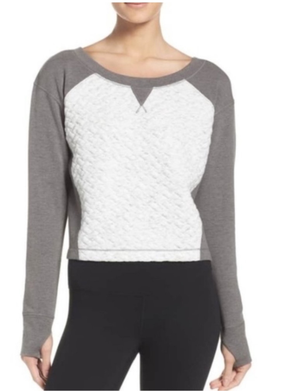 Zella Dance Off Cropped Pullover Thumbholes Sweatshirt Size M
